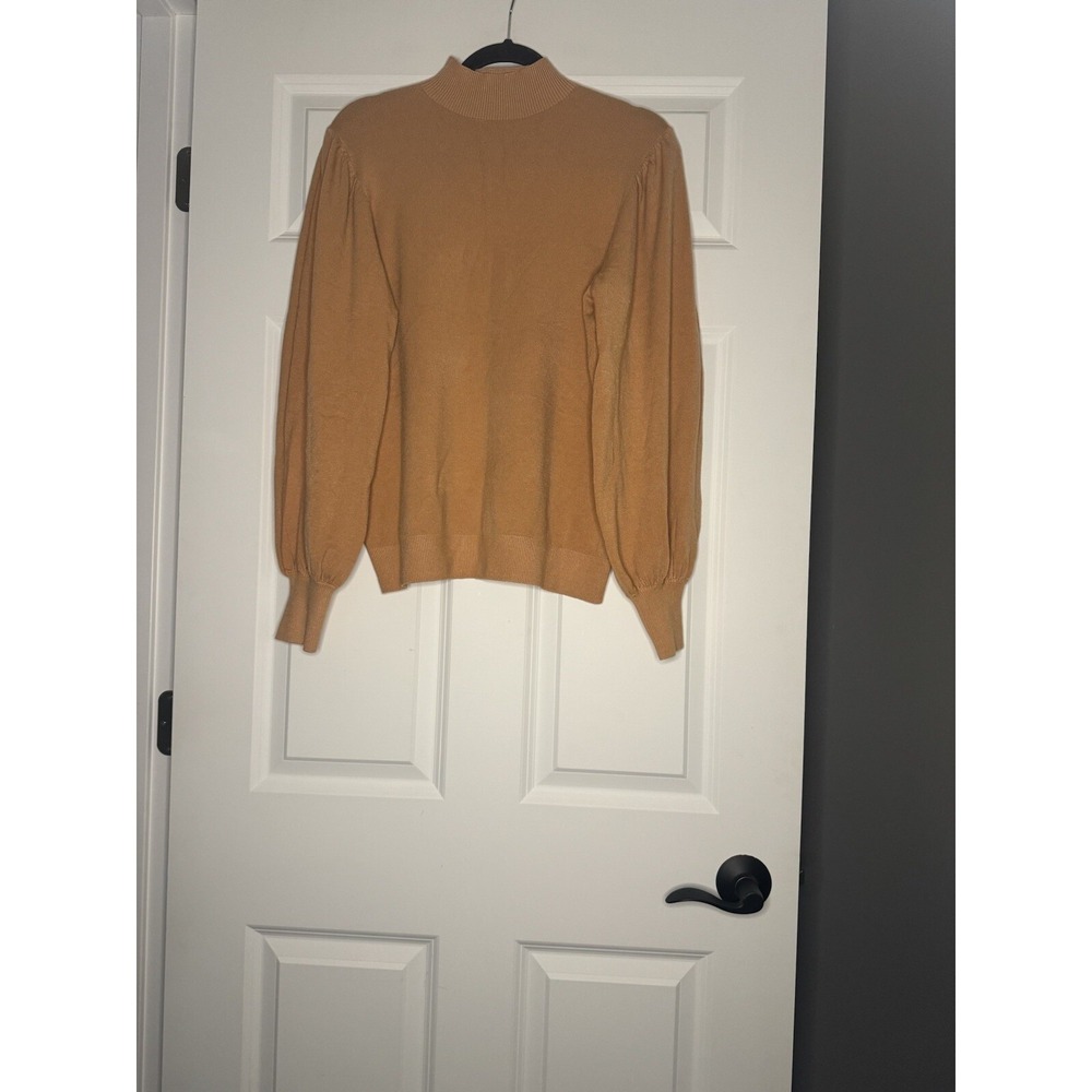 Byron Bay Lightweight Mock Neck Sweater Large Balloon Sleeves Light Orange